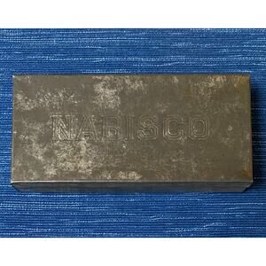 Vintage WWI era Nabisco Cracker Tin Box Lidded Embossed Advertising 13B